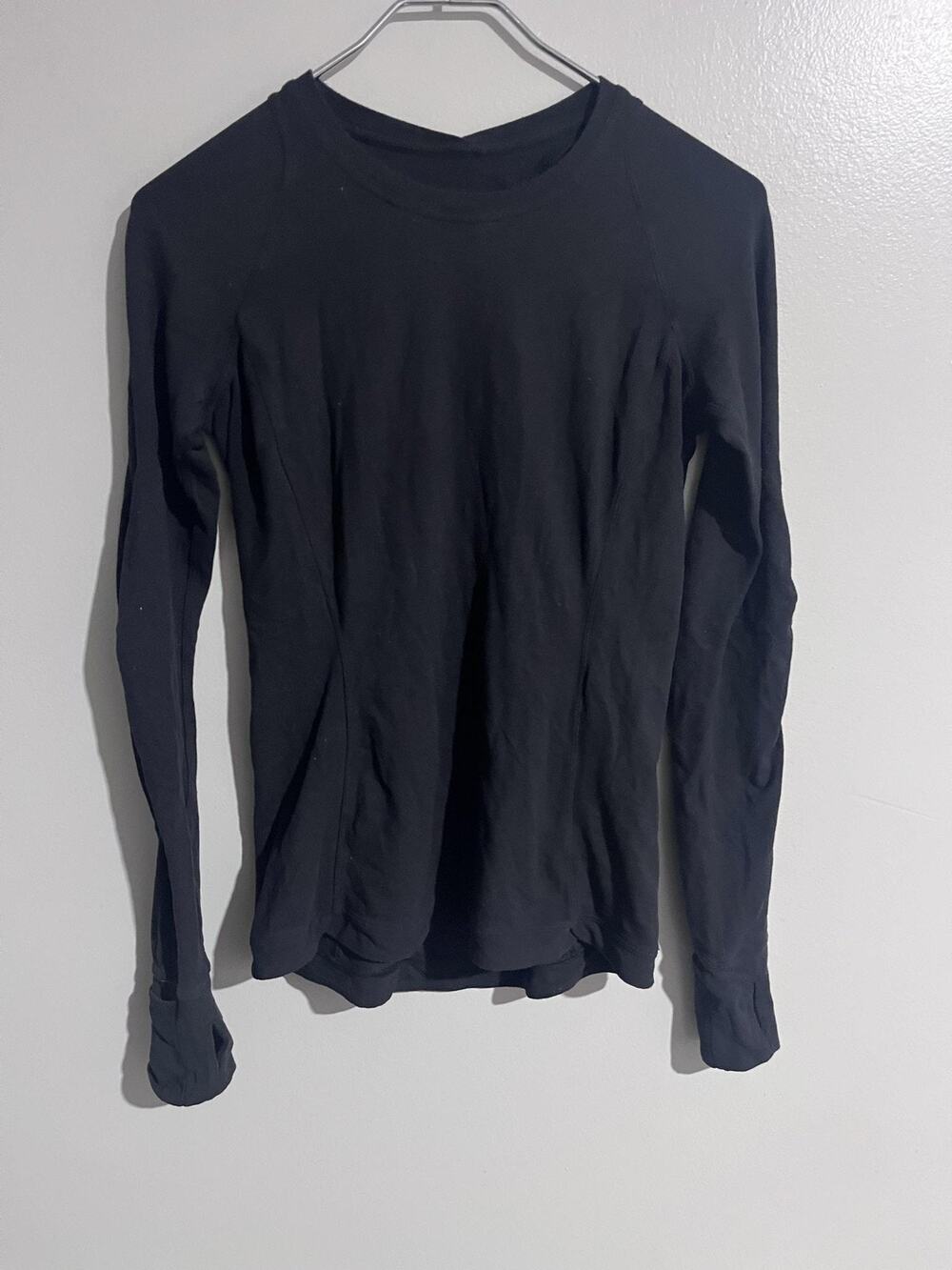 Lululemon Shirt Womens 6 Black Slim Long Sleeve Stretch Pockets Yoga Breathable